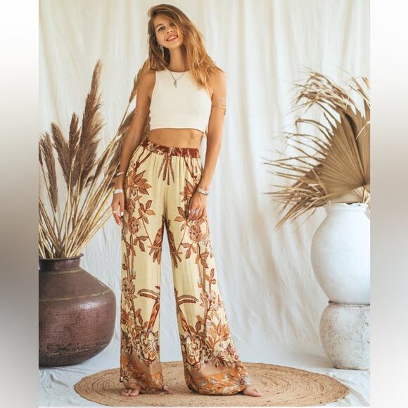 Brahmaki Terra Di Siena Wide Leg Reversible  Pants Sz S - Picture 2 of 8